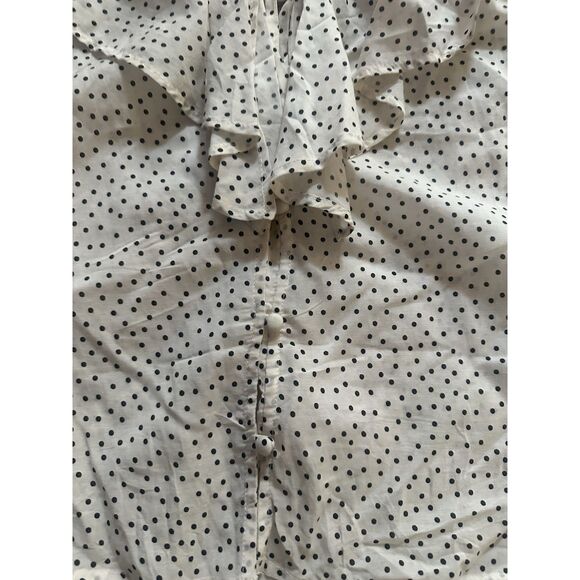 Maeve By Anthropologie M Polka Dot Ruffle Blouse Top - Picture 3 of 6